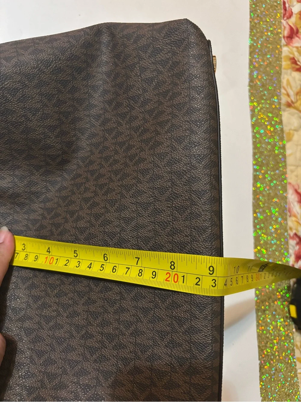 Michael Kors Dark Brown MK Logo Tote with Gold Hardware